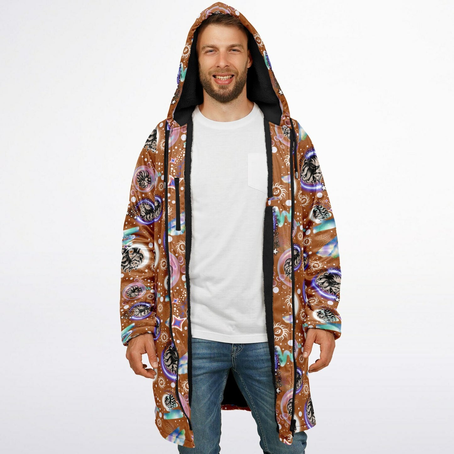 Cosmic Fox Fleece Zipper Cloak